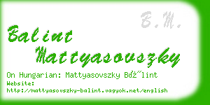 balint mattyasovszky business card